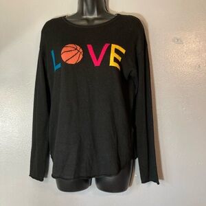 Rachel Zoe Black lightweight LOVE basketball sweater